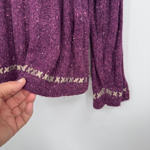 Vintage Woolrich 1/4 Zip Fisherman Sweater Womens size XXL Purple Wool/Ramie Bl - Picture 5 of 8